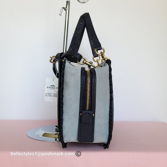 COACH Dreamer 27 Whipstitch Colorblocked Mixed Leather & Suede Satchel-Ink Multi - Picture 8 of 16